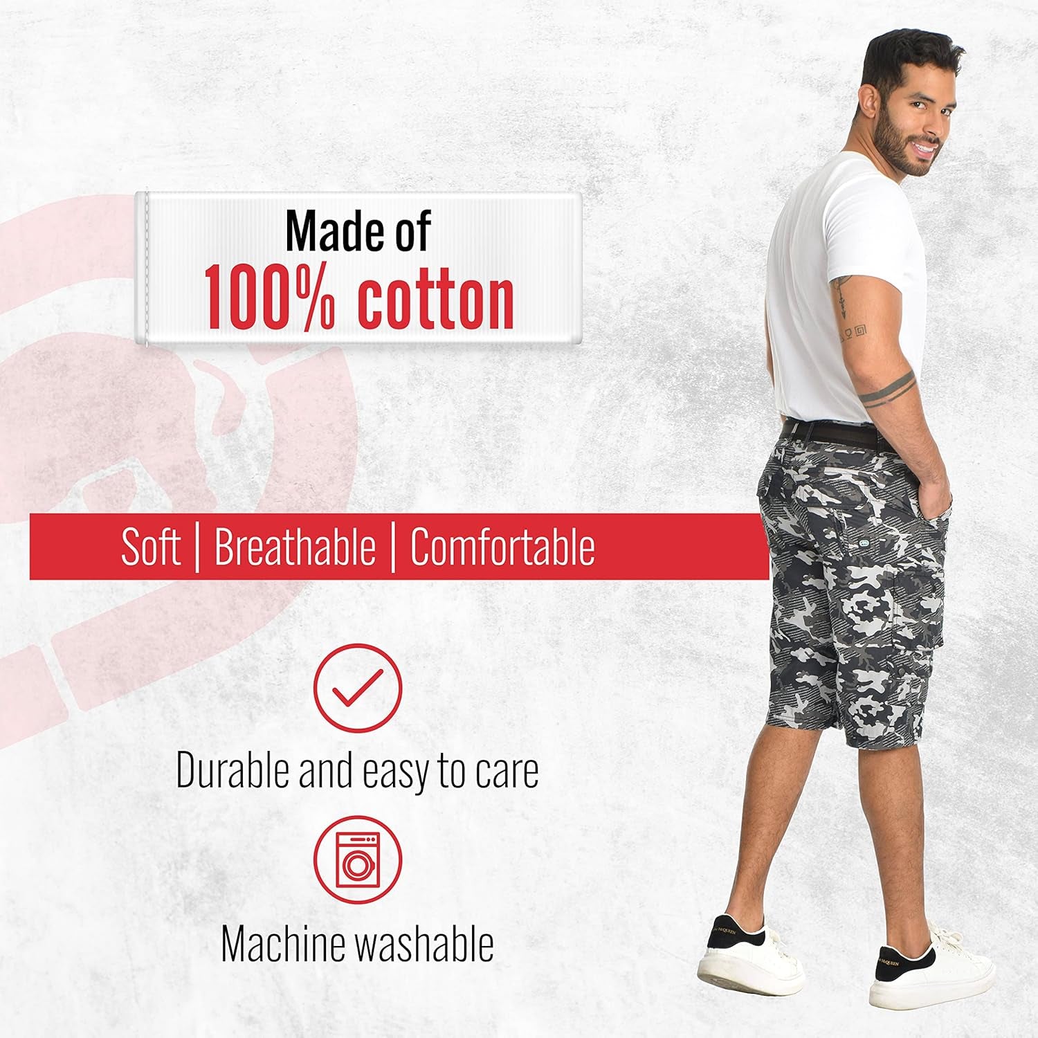 Ecko Cargo Shorts for Men – Twill Camo Mens Cargo Shorts with Belt Big and Tall