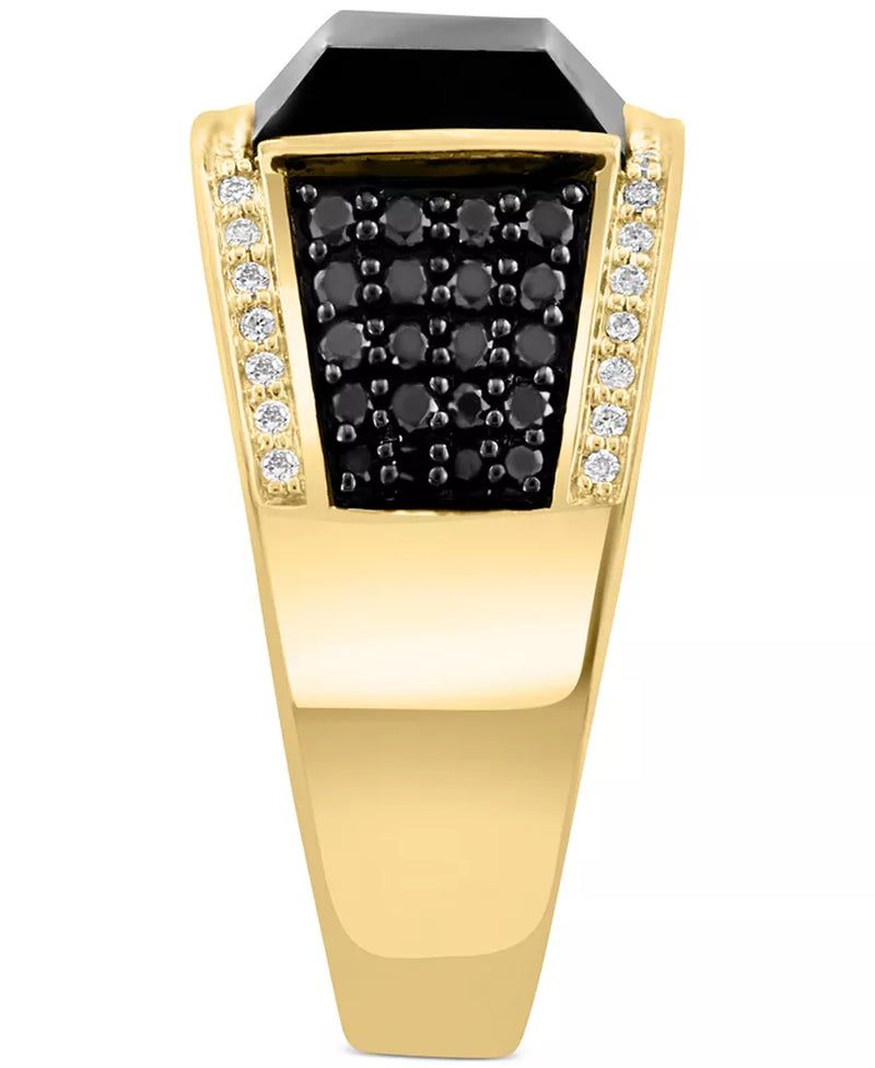 EFFYÂ® Men'S Onyx & Diamond (3/4 Ct. T.W.) Ring in 14K Gold