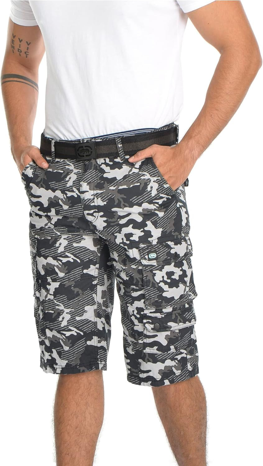 Ecko Cargo Shorts for Men – Twill Camo Mens Cargo Shorts with Belt Big and Tall