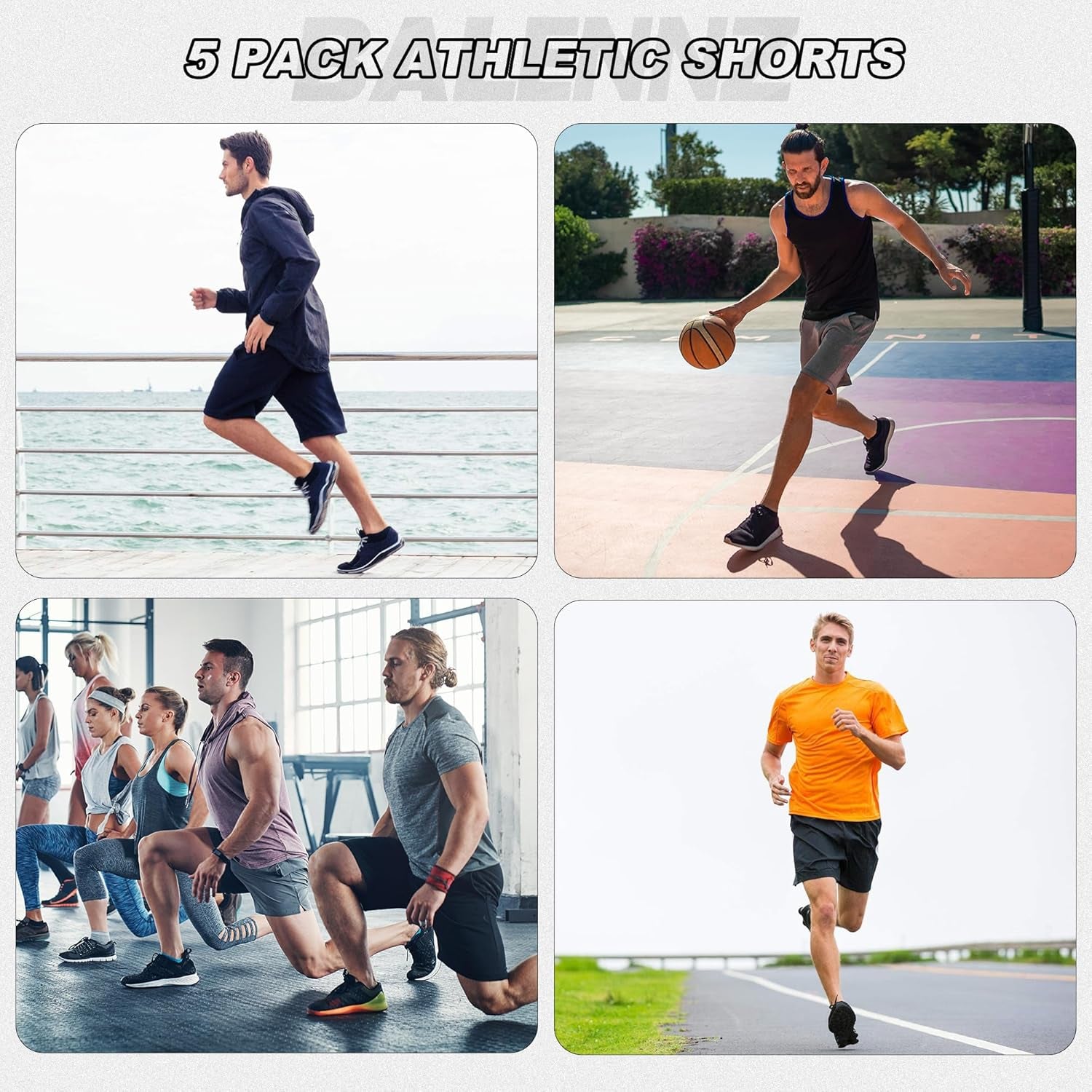 Athletic Shorts for Men with Pockets and Elastic Waistband Quick Dry Activewear